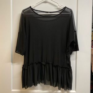 Missguided Mesh Peplum T-Shirt